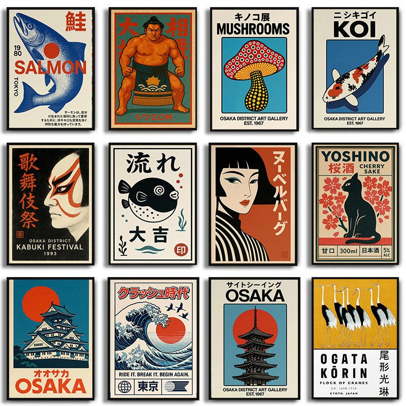 Japanese Tokyo Lifestyle - Vintage Japan Traveling Art Osaka Tokyo
